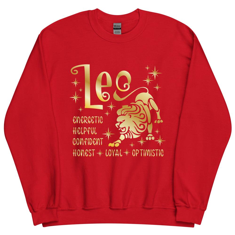 Leo Zodiac Positive Traits Sweatshirt - Red Color - https://ascensionemporium.net